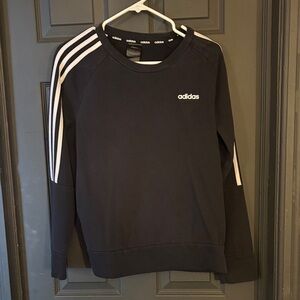Adidas Black Crewneck with White Sleeve Stripes